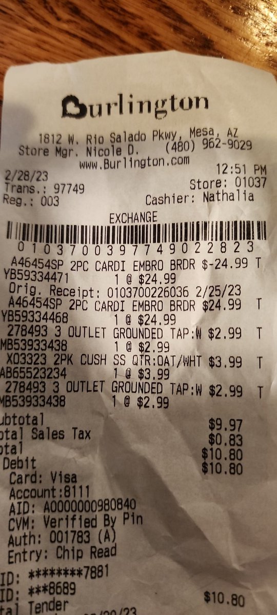 tkj365's tweet photo. @Burlington Hi. The register agent was amazingly rude, and just refused to be a decent human. The other lady (Asian, don't know name) was amazingly great. Nathalia needs remedial training on how not to be rude to customers. https://t.co/kJrpmI4Qkd