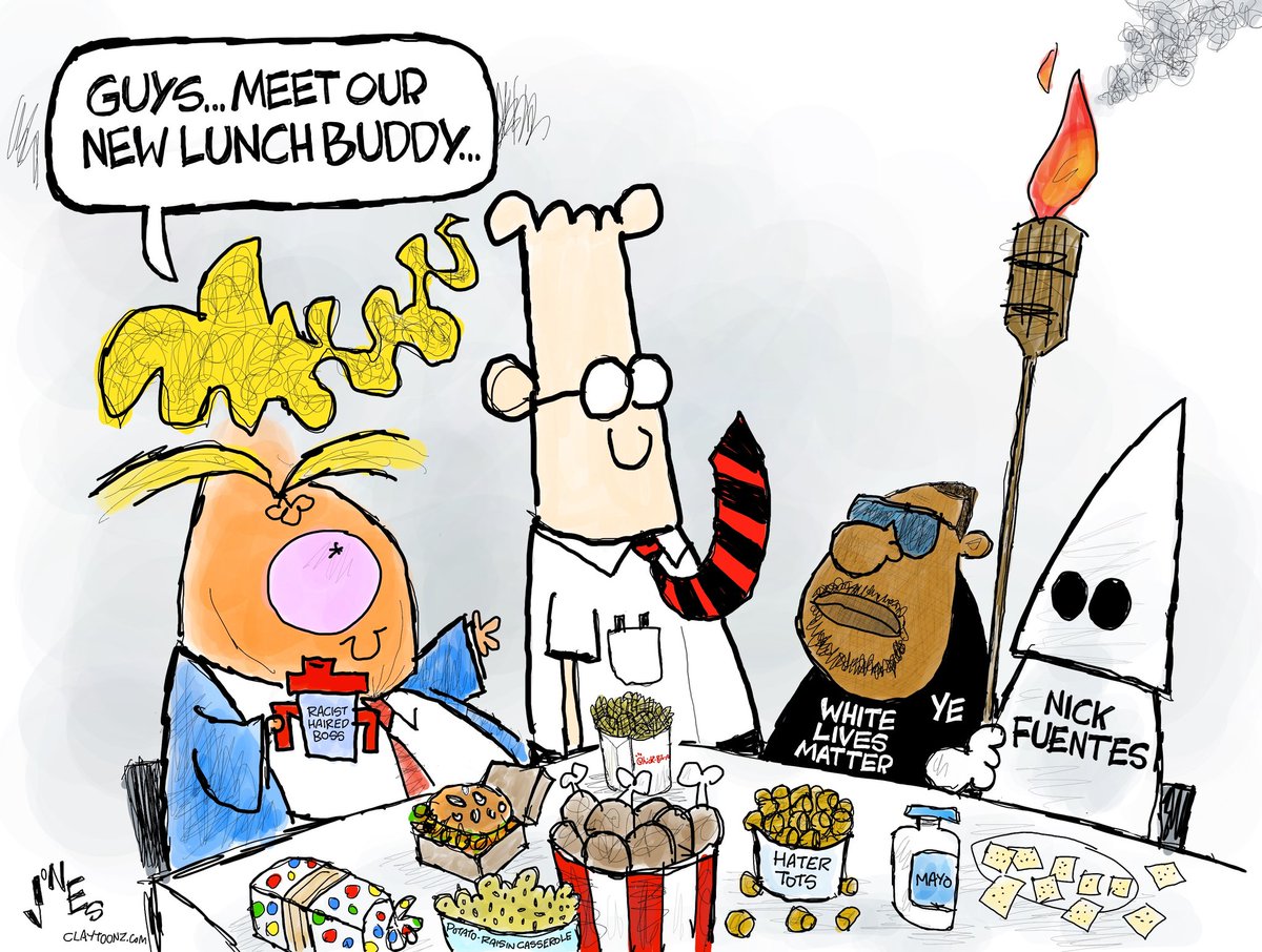 ablueview's tweet photo. Scott Adams cancels Dilbert and *lots*of cartoonists react
🧵4/4 #DilbertIsARacist #DilbertIsDone #WhiteSupremacy #Racism #ElonMusk #BlackLivesMatter #ABlueView https://t.co/dCD77CNjLk