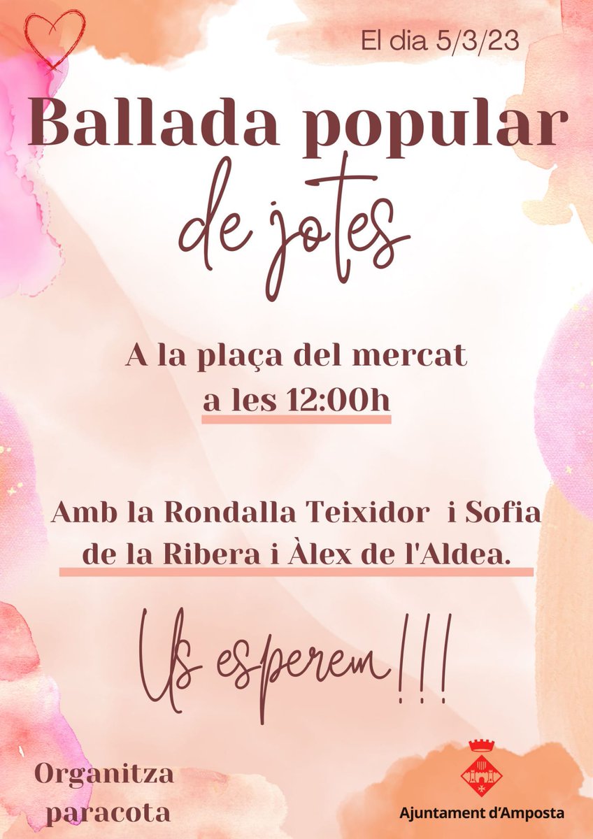 Paracota1's tweet photo. Diumenge la tornarem a ballar. Vos hi esperem! #músicaidansatradicionalipopular #TerresdelEbre #Amposta #jotaalaplaça https://t.co/q0y5e2jxGu