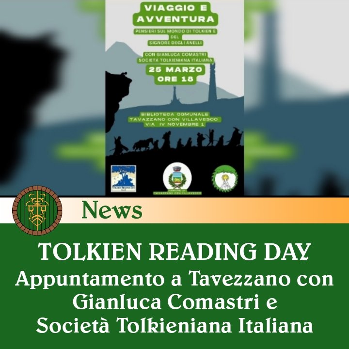 Il 25 marzo per il #TolkienReadingDay, appuntamento a Tavazzano con Villavesco, VIAGGIO E AVVENTURA: PENSIERI SUL MONDO DI TOLKIEN E IL SIGNORE DEGLI ANELLI con <a href="/GComastri/">Gianluca Comastri</a> e <a href="/SocieTolkienit/">Soc. Tolkieniana It.</a>
Appuntamento alle ore 18

#Tolkien
#25marzo #LOTR #isda #Lodi
