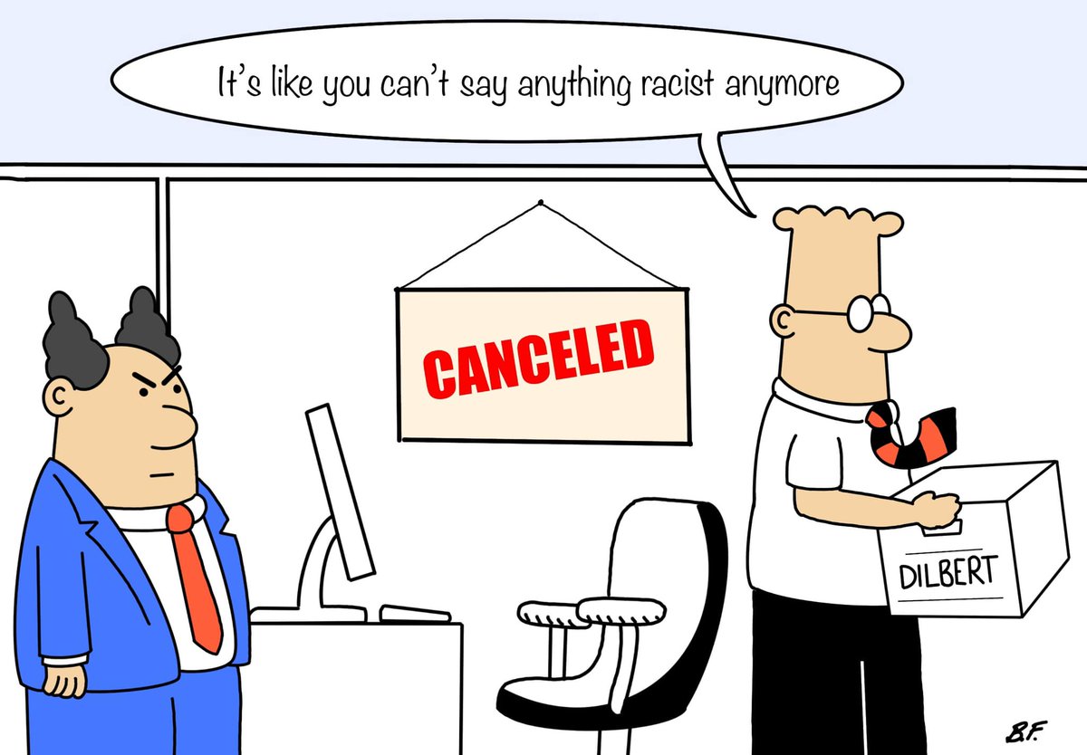 ablueview's tweet photo. Scott Adams cancels Dilbert and *lots*of cartoonists react
🧵1/4 #DilbertIsARacist #DilbertIsDone #WhiteSupremacy #Racism #ElonMusk #BlackLivesMatter #ABlueView https://t.co/FfFl9SRhgB