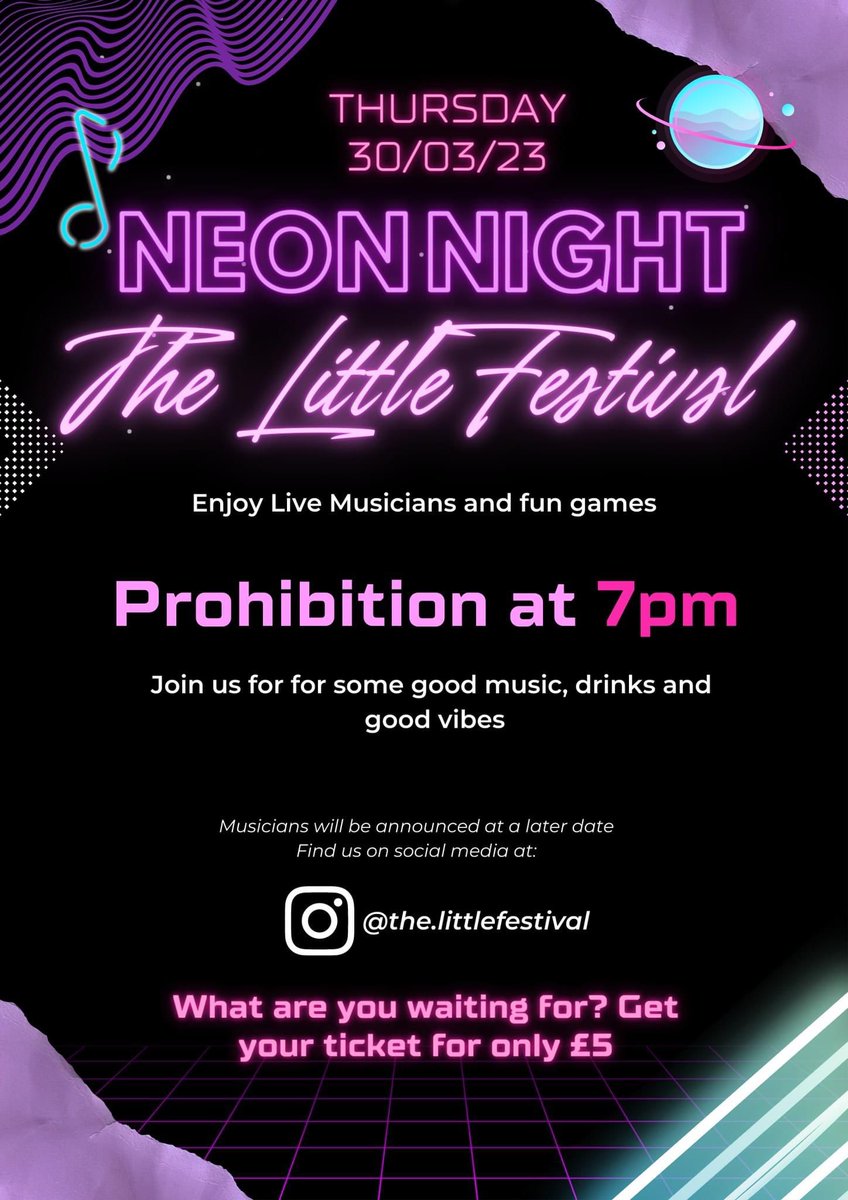 Aberdeen Student Festival is announcing our first Event 'Neon Night' held at Prohibition on the 30/03/23 at 7pm. Come along and support us in our fundraiser for Aberdeen Cyrenians.

Ticket Link coming soon...