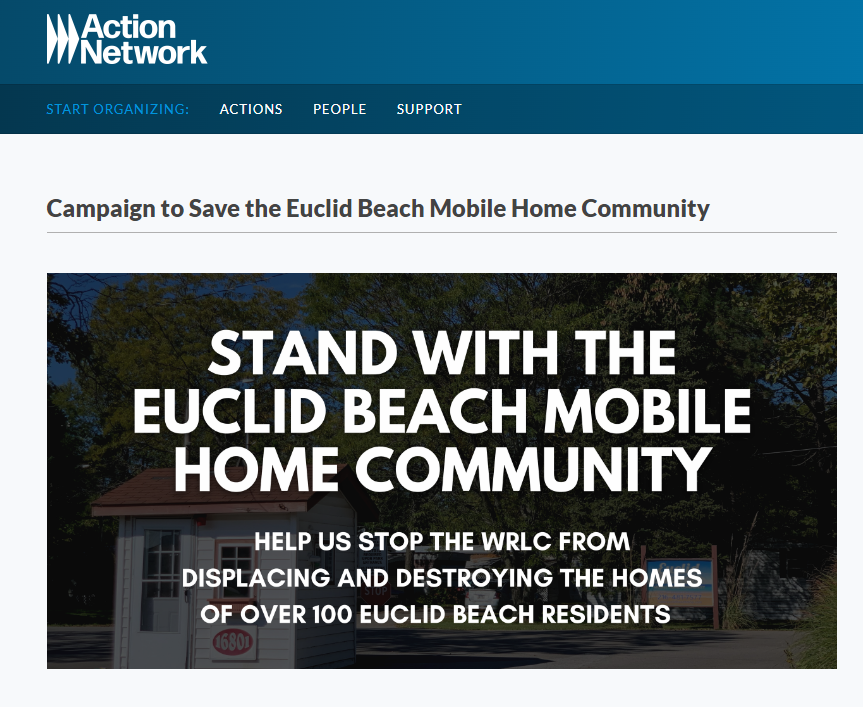 In a public meeting on February 9th, 2023 the WRLC nonchalantly presented the destruction of the Euclid Beach Mobile Home Community in favor of a public park, which would displace over 100 residents. This cannot stand. (1/2)