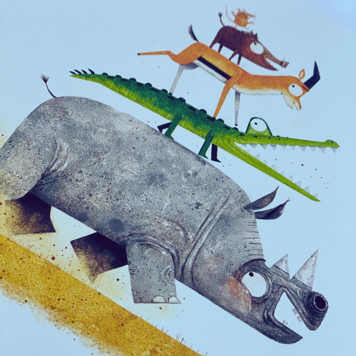 bookgiftblogger's tweet photo. Lots of visual humour &amp; expressive illustrations from #LeoTimmers in #kindcrocodile  Crocodile ventures out into the world &amp; is accosted by frightened animals being chased by their predators. But will crocodile be able to protect all of his new friends? https://t.co/UYm2di6KSb
