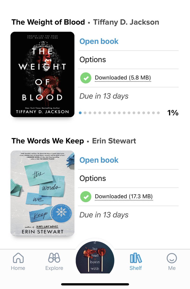 Can’t wait to get started on these books 🤗 shout out to @JefitaJohnson for the recommendation on @WriteinBK The Weight Of Blood! Oh and if one of my favorite authors @kathglasgow tweets about a book you know I’m going to read it! #CMSLITcrew