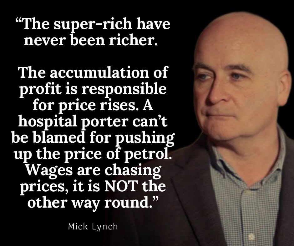 Britain_People's tweet photo. SUPER-RICH

"The super-rich have never been richer. The accumulation of PROFIT is responsible for price rises. A hospital porter can't be blamed for pushing up the price of petrol.

Wages are chasing prices, it is NOT the other way round."

- Mick Lynch https://t.co/t6C2hAFVOn