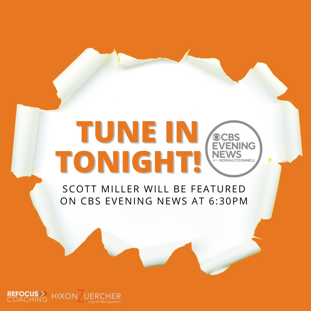 HZcapital's tweet photo. TUNE IN TONIGHT!🎧📰 #CBSEveningNews

We are happy to announce that Scott Miller, Life Coach here at Hixon Zuercher, will be featured on the CBS Evening News tonight at 6:30pm! Don’t miss his inspiring segment! ☀️📆 https://t.co/OD4AKOImxV