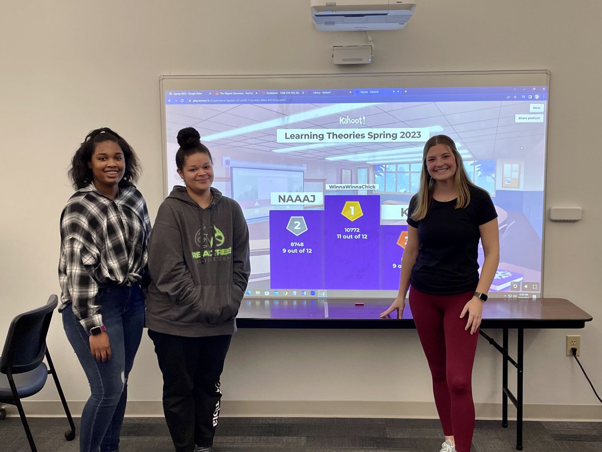 #WinnaWinnaChick takes the ⁦Learning Theories <a href="/Kahoot/">Kahoot!</a>⁩ title! #EDM310Spring23 ⁦<a href="/USACEPS/">USA College of Education & Professional Studies</a>⁩