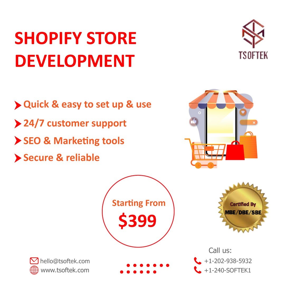 TSoftek's tweet image. 𝗦𝗵𝗼𝗽𝗶𝗳𝘆 𝗦𝘁𝗼𝗿𝗲 𝗗𝗲𝘃𝗲𝗹𝗼𝗽𝗺𝗲𝗻𝘁:
We are the best Shopify Development company and with us, there's no need to go somewhere.
#shopifystoredevelopment #shopifydevelopment #shopifydevelopmentcompanyusa #shopifywebsitedevelopmentusa #virginia #maryland #washingtondc