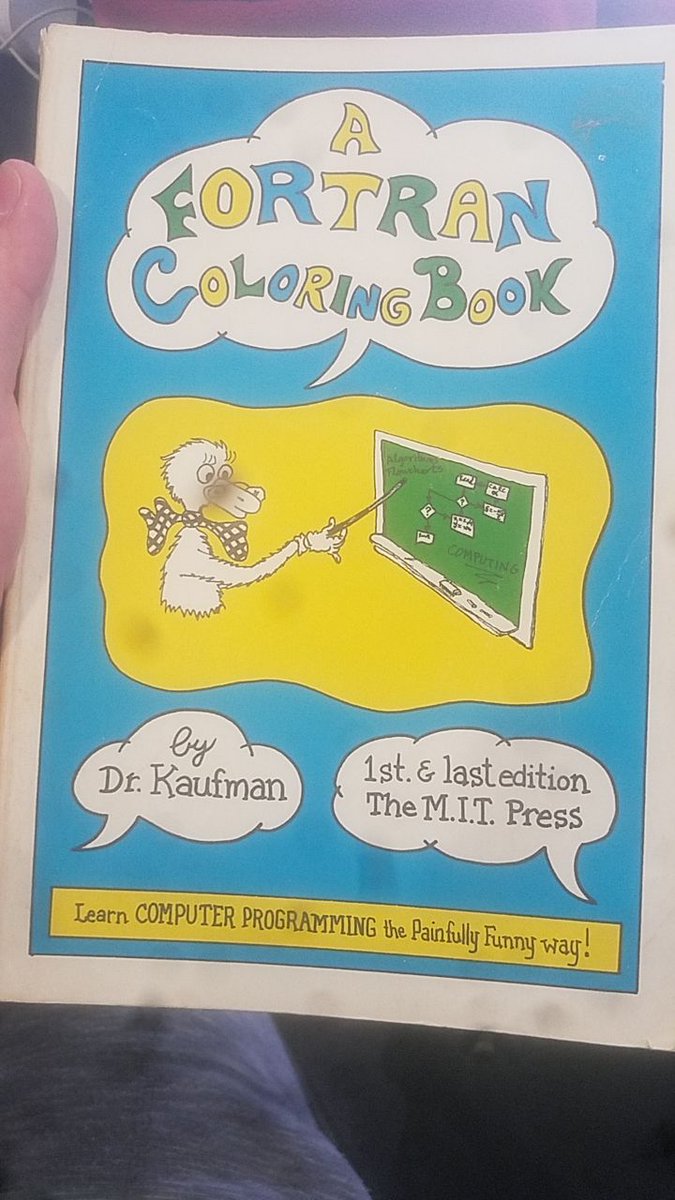CardioLeo's tweet image. #willwritesandcodes #100DaysofCode #PromineoTech #Day34
reading this delightful book on #FORTRAN programming in a @Dazbog coffee shop, laughing every couple pages. it&apos;s chock full of dad jokes. so good.

this would probably be a good programming text for more people to start with