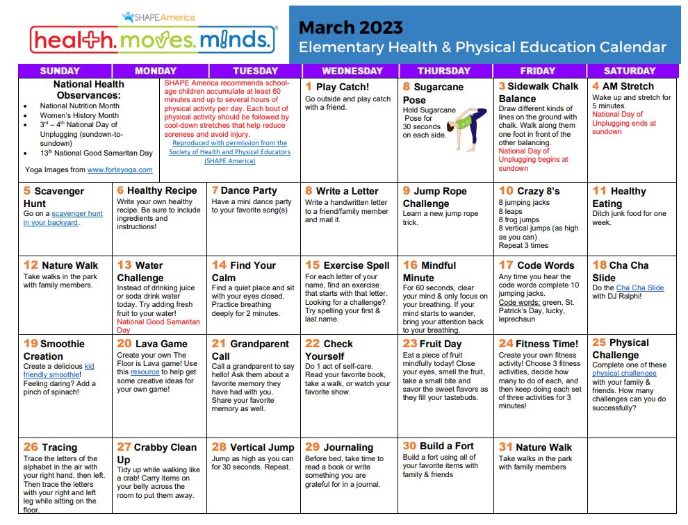 SHAPEAmerica's tweet image. Our March Physical Activity Calendars are live‼️