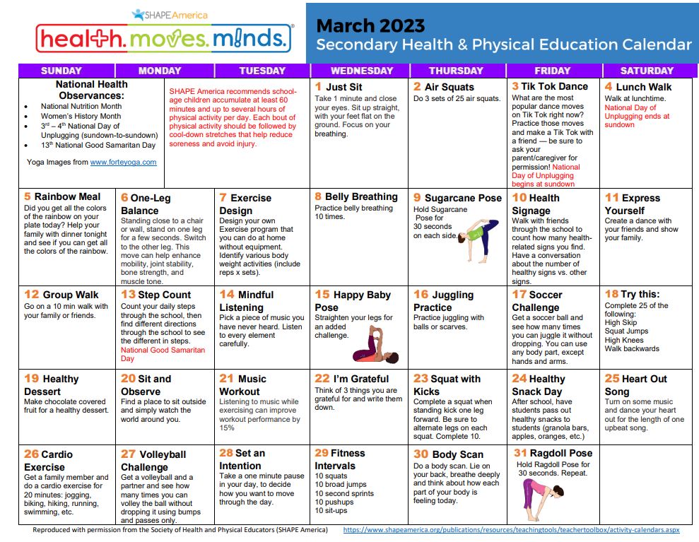 SHAPEAmerica's tweet image. Our March Physical Activity Calendars are live‼️