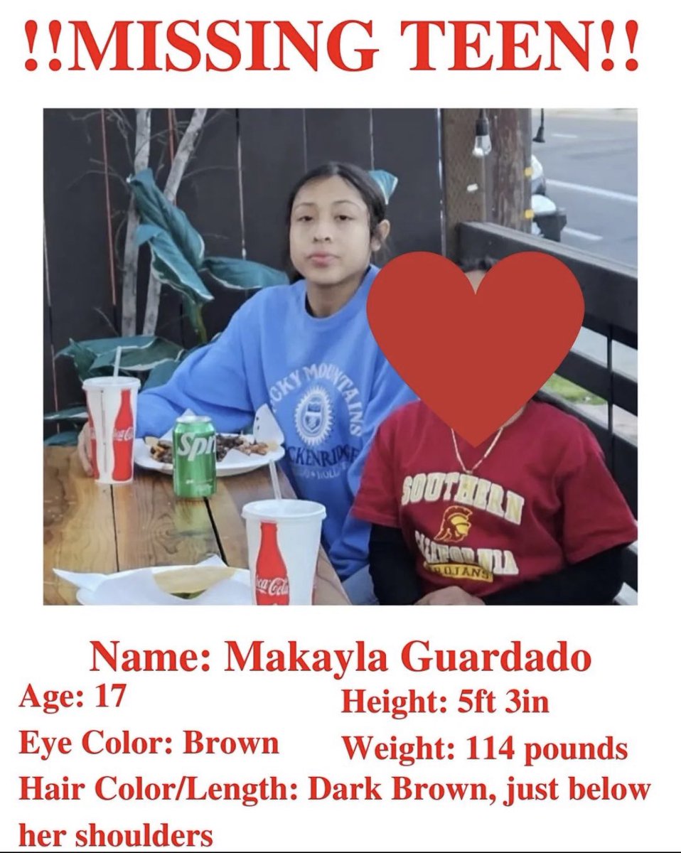 ‼️The first 48 hours are critical. Please share far and wide. ‼️She was last seen leaving the La Cañada area on Sunday heading to Baldwin Park, CA in an Uber/Lyft. Call Sheriff’s Department (818)248-3464 with any info. 
#missingchild #missingkid @uber @lyft are not helping @ABC7