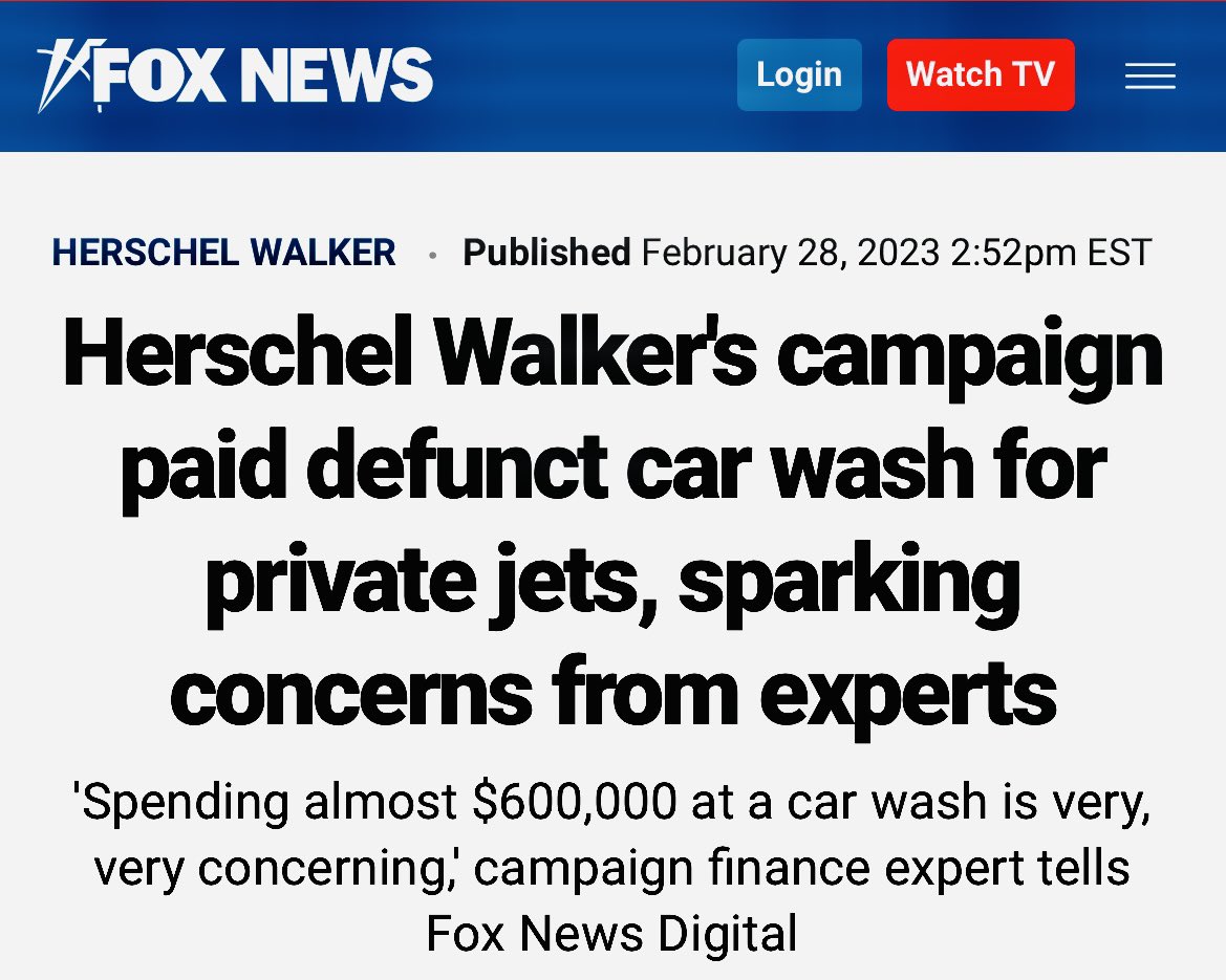 RonFilipkowski's tweet photo. Walker’s campaign paid $595,600 to a company called ‘Jetts’ to supposedly charter private planes. However, Fox has learned that ‘Jetts’ is a defunct car wash that was owned by a Walker donor. https://t.co/sUVCMrznnB