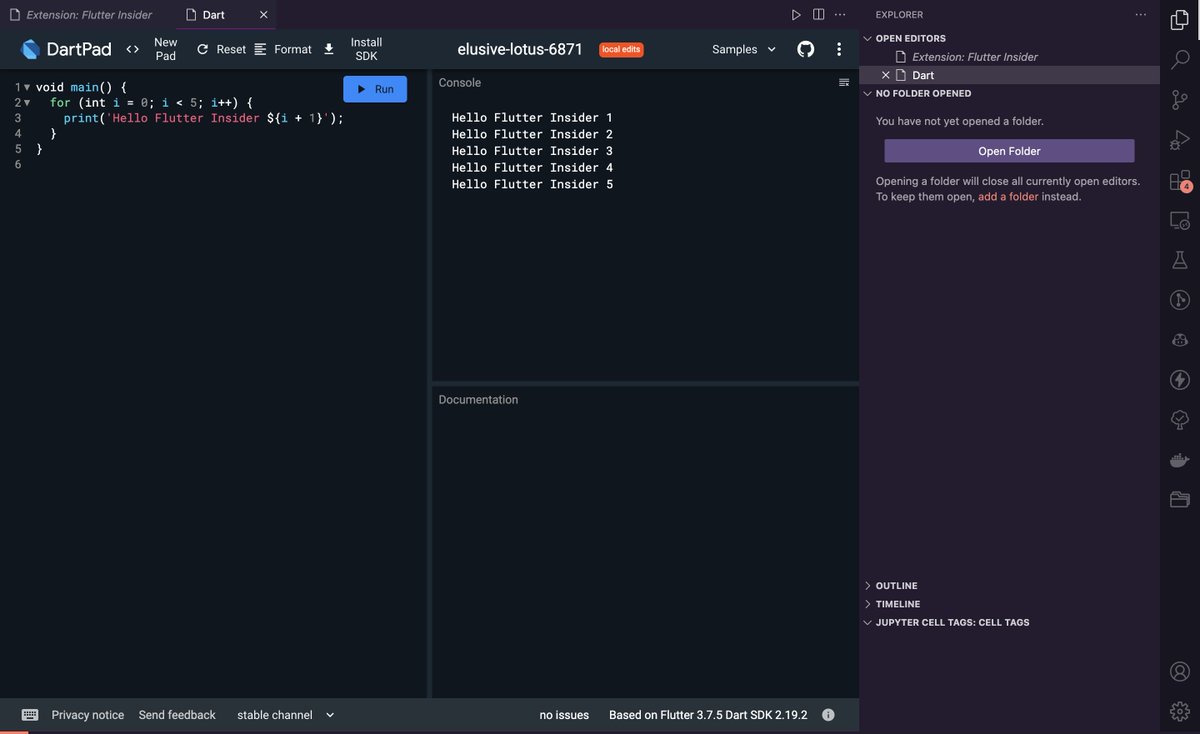 rexthecoder's tweet image. Did you know, you can run #DartPad inside Vscode?😆
Get #Flutter Insider, Perform Magic Inside Your Favorite editor.
🎨Now you can add your own web links
marketplace.visualstudio.com/items?itemName…
@_iamEtornam @nlycskn @mkobuolys