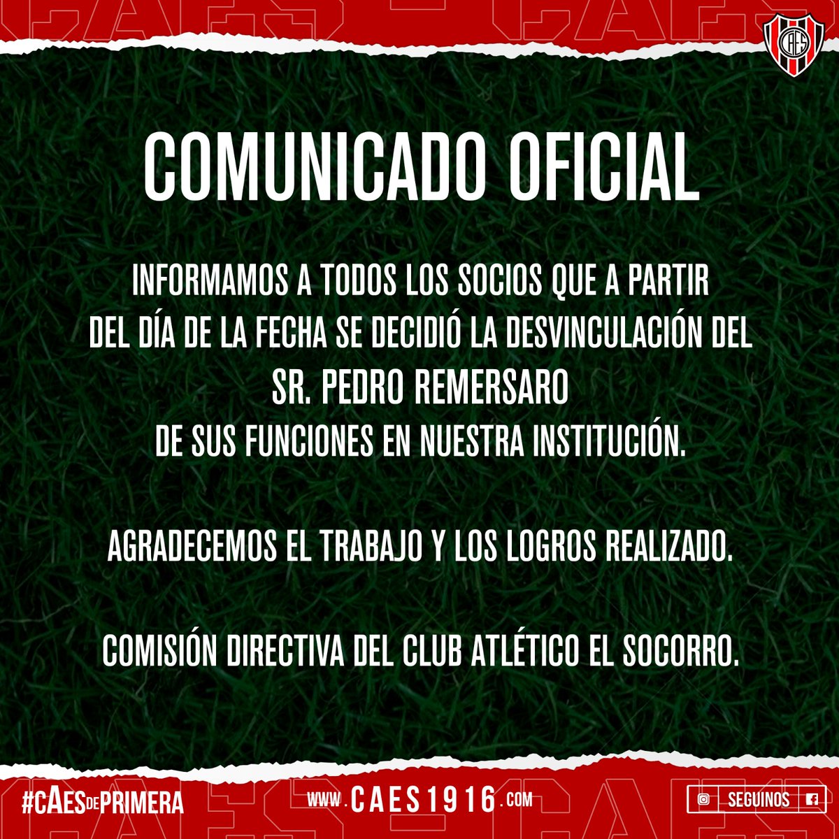 fedemoro9's tweet photo. Bomba!! Pedro Remersaro fue desvinculado de la dirección técnica de El Socorro. Este es el comunicado de la CD hace minutos. Ampliaremos...
@lagloriaodevot https://t.co/548CY5JLrT