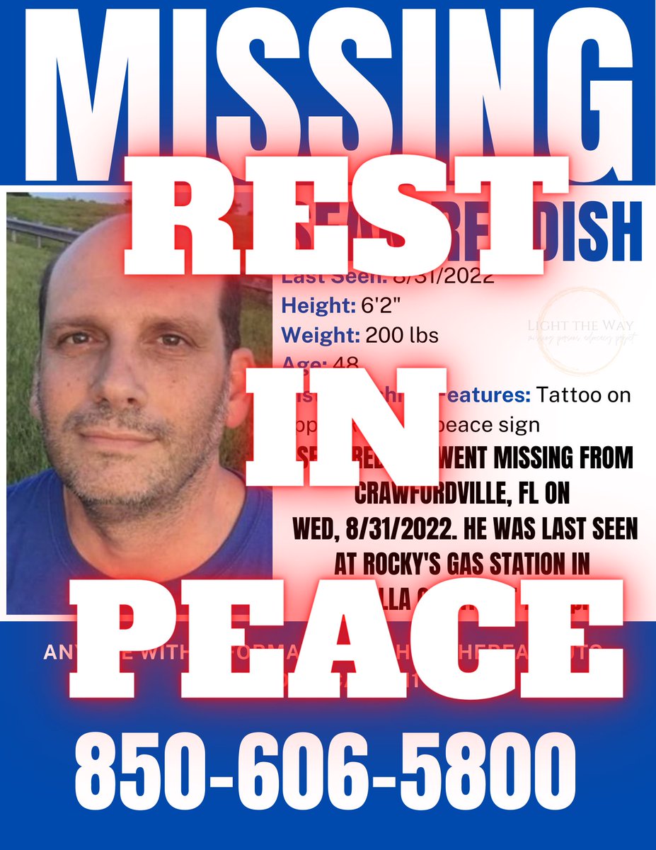 LightTheWay22's tweet photo. It is with a heavy heart that we share that Wakulla County Sheriffโs Officed confirmed that #SeanReddish was located deceased on Feb 9 in the St Marks National Wildlife Refuge. Please keep his family in your hearts during this incredibly difficult time.๐ https://t.co/85EuQPcUQt