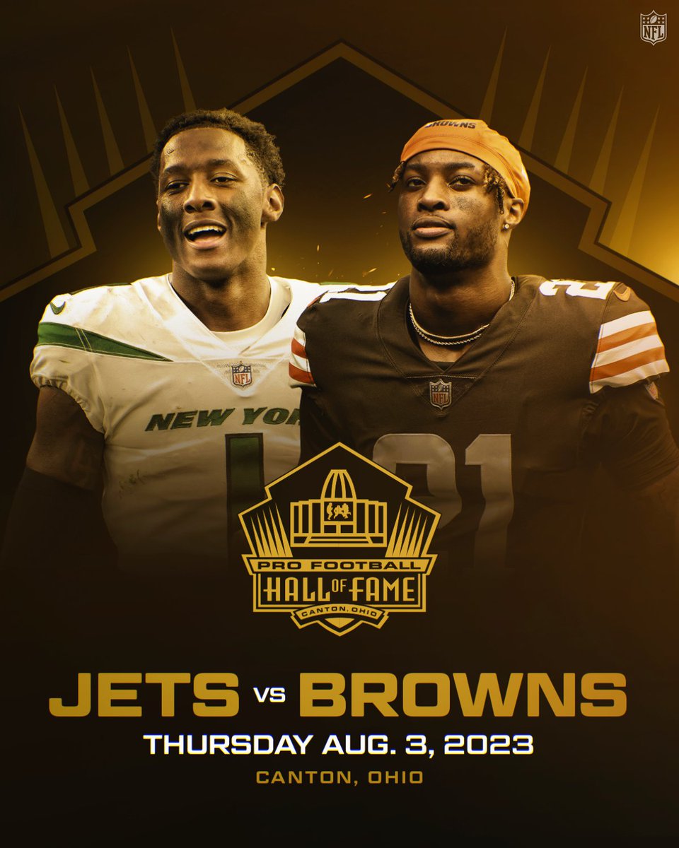 The 2023 Hall of Fame Game is set! #PFHOF23 

<a href="/ProFootballHOF/">Pro Football Hall of Fame</a> <a href="/nyjets/">New York Jets</a> <a href="/Browns/">Cleveland Browns</a>