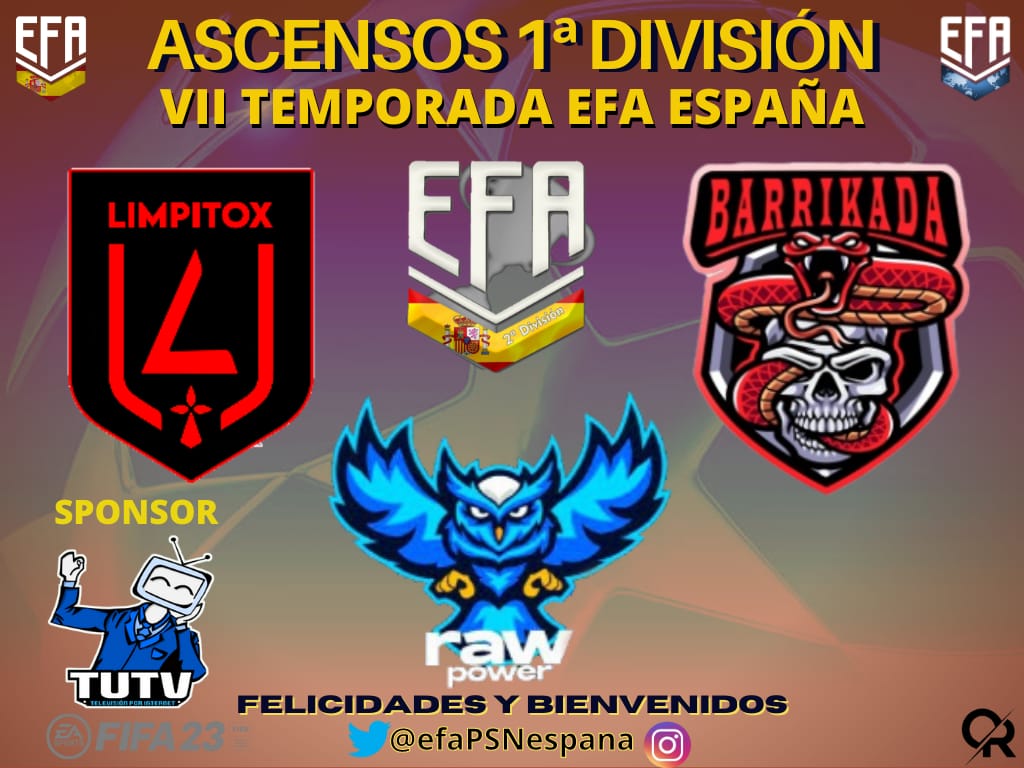 #ASCENSOS

#1DIVEFAESPAÑAPS4 
<a href="/LimpitoxFC/">LIMPITOX FC</a> <a href="/BarrikadaFc/">BARRIKADA FC</a> 
<a href="/Rawpowersports/">🦉RAW POWER SPORTS🦉</a> 

Sponsor <a href="/TutvShop/">📺TuTvPerfecta📺</a>