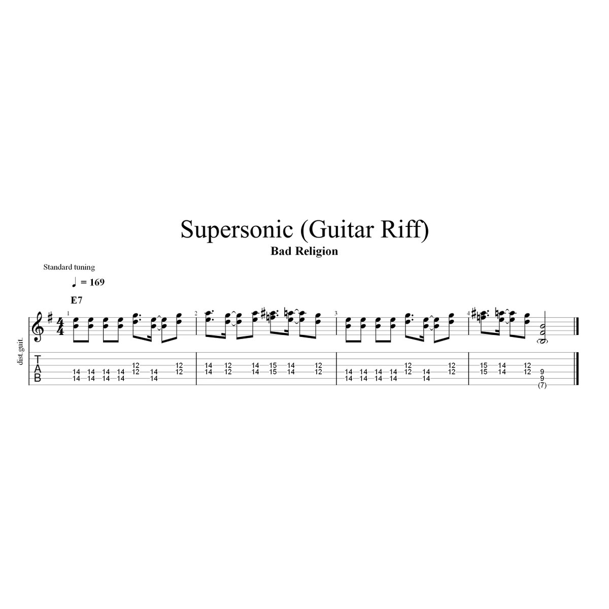 #1日1リフ 308日目
Bad Religion - Supersonic
のギターリフです。

ツインギター上パート、左チャンネル。
こう聴こえますが、
5弦ルートのパワーコード中心で、
オクタヴィア的なの使ってるのかも。😅

#BadReligion #Supersonic #TheProcessOfBelief #BrianBaker #GregHetson #GuitarRiff