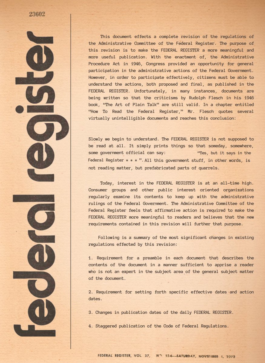 RegsRule's tweet photo. Before founding The Regulatory Group, Inc., Fred J. Emery was the Director of the Office of the Federal Register (OFR). While Director, he conceived of and wrote the Federal Register regulations that set the standard for rulemaking documents. https://t.co/WhyxIaSfYt