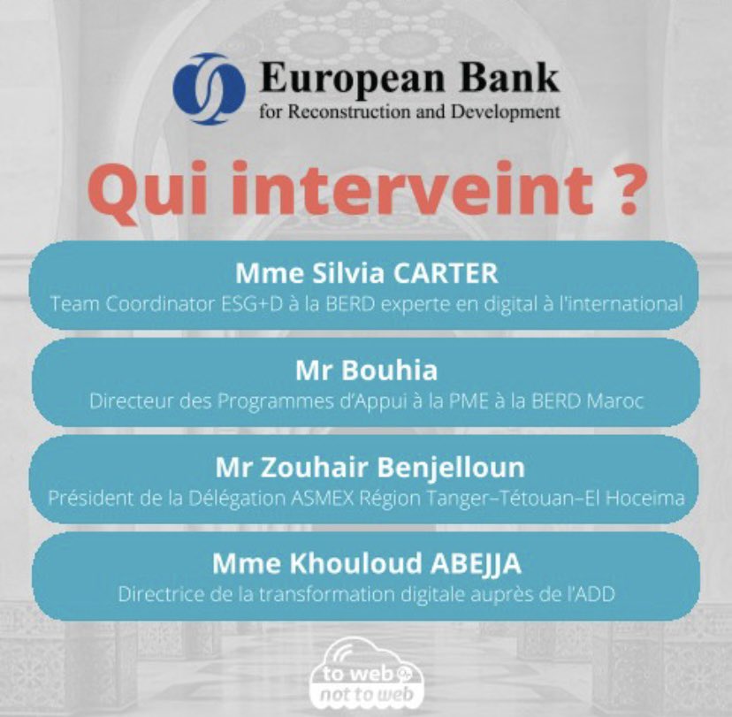 OSCI_Federation's tweet image. La Banque Européenne pour la Reconstruction et le Développement #EBRD, l'Association Marocaine des Exportateurs #ASMEX et l'Agence du Développement du Digital ADD_Officiel organisent un séminaire sur le thème du « #E-export : Comment le digital peut booster vos exportations »
