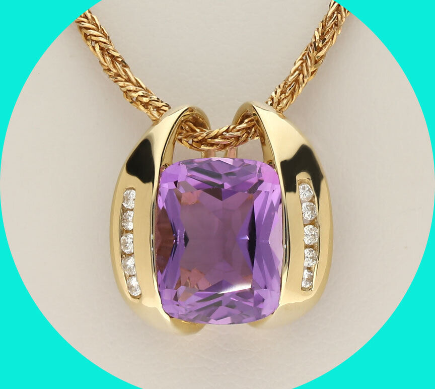 We've loved celebrating the gorgeous birthstones of February! Here's a gorgeous amethyst and diamond slide pendant necklace in 14K yellow gold (3.65CT) with 15” chain! Stunning and affordable! #amethystnecklace #amethystpendant #amethystjewelry #amethysts ebay.com/itm/2349097814…