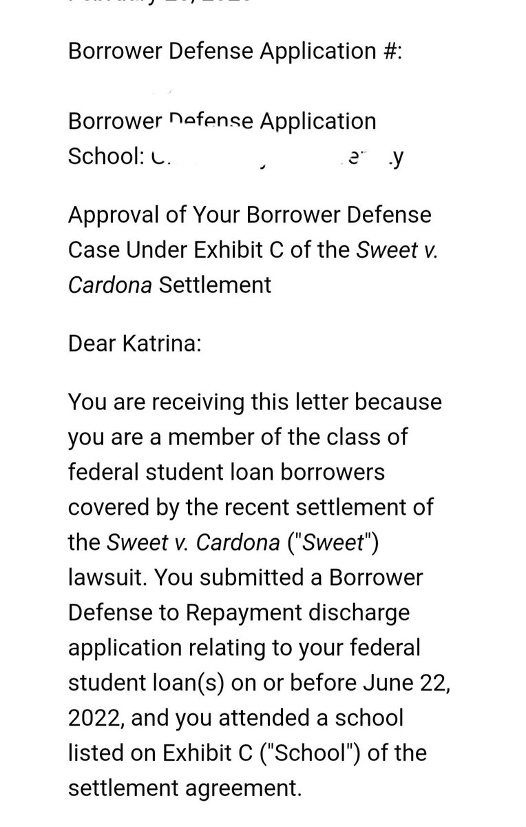 A huge relief off my shoulders. I'm ready to see my amount DROP!! @SecCardona #borrowerdefense #studentloanforgiveness