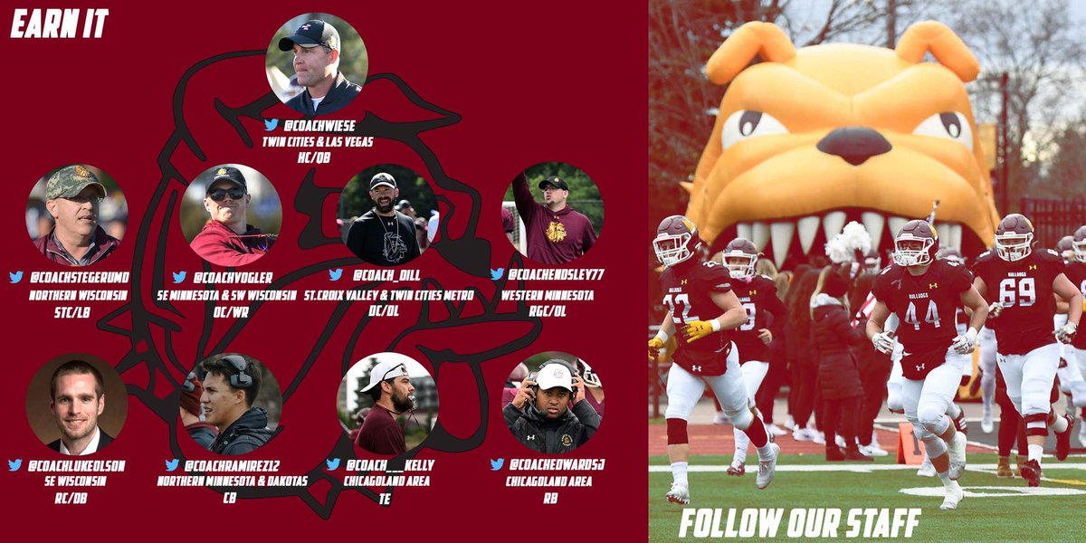 UMD_Football's tweet photo. 📲2024's.. You're up!

🐶 Follow Our Staff 🐶

Be sure to have your film evaluated by our staff🏈

Excited to have the opportunity to see you guys compete in camps this summer!!

https://t.co/EyyJ1qJMnm

#EarnIt // #BulldogCountry https://t.co/fTSuQrBVnm