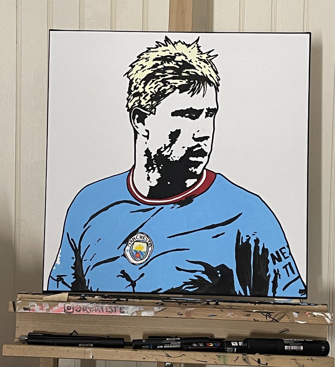 JRARTISTE's tweet photo. Commande client d’un portrait de 50x50cm de Kilian De BRUYNE.   #FOOT  #ART #DRAW #custom @kiliandakov https://t.co/KiMf9iUymh