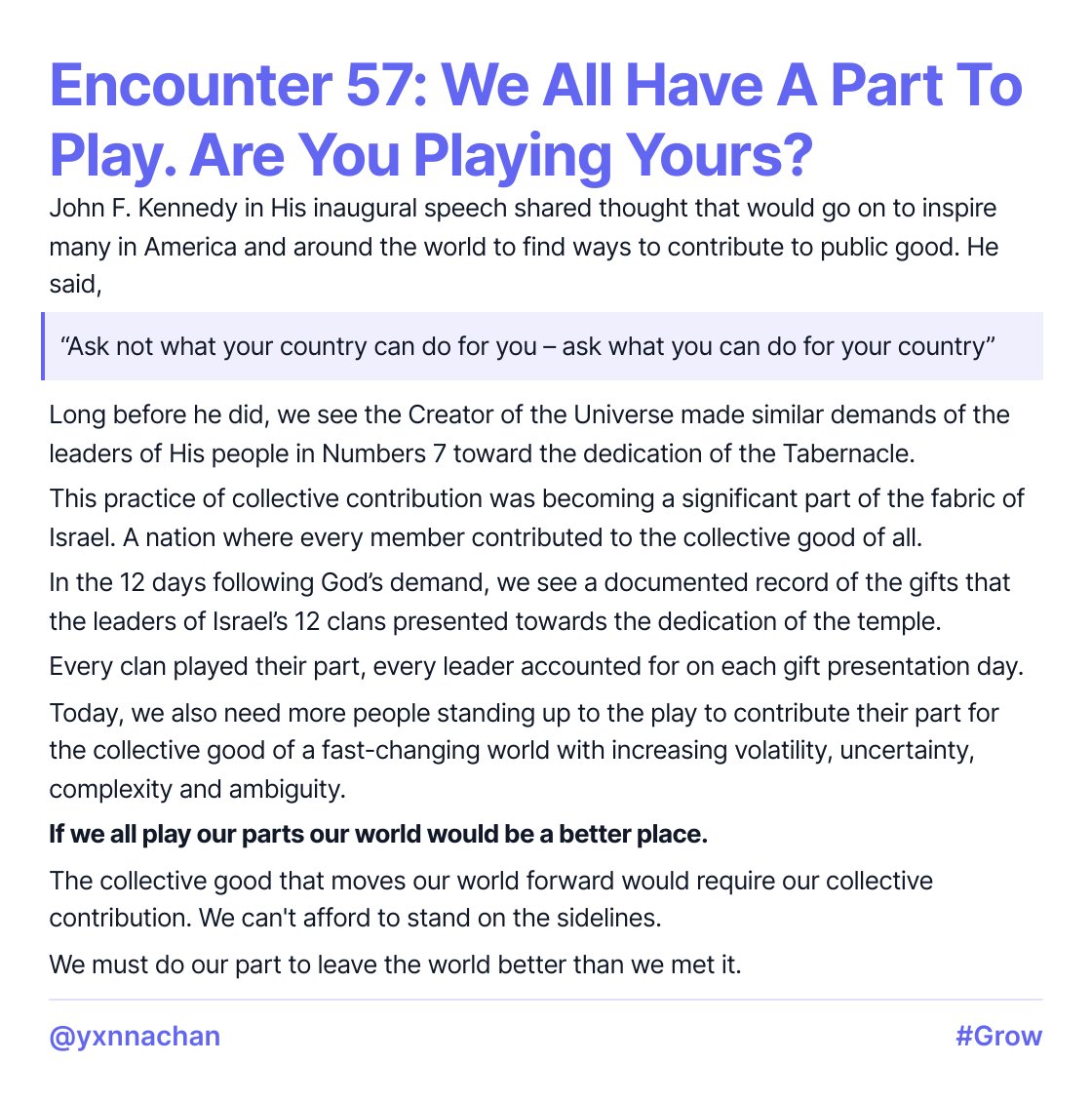johnoajah's tweet photo. The collective good that moves our world forward would require our collective contribution. We can't afford to stand on the sidelines.
#ship30for30 #KnowingHim https://t.co/7mGbQArwgw