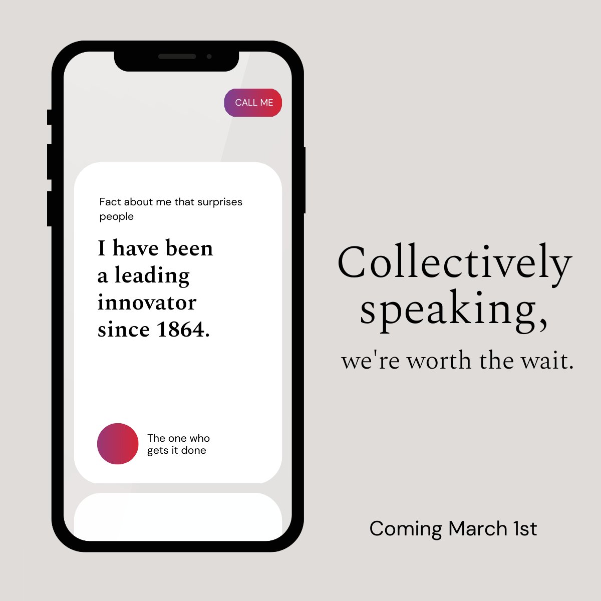 Good things come to those who wait. Tomorrow, March 1st.