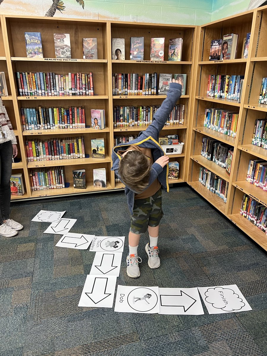 Kinders doing a little unplugged coding in the library. The “dab” command was a crowd favorite! Today we coded our classmates, soon we will be coding robots! <a href="/KeriKenison/">Keri Schoeffel</a> #vblms #vbits