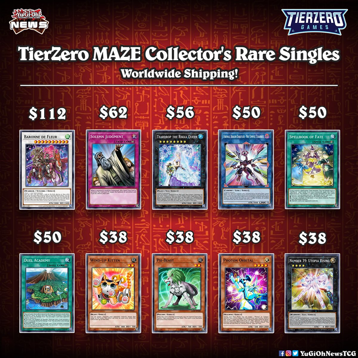 yugioh maze of memories card list price 𝗧𝗜𝗘𝗥𝗭𝗘𝗥𝗢❱ Here are few the Collector's Rare you can get from @TierZeroGames ‼️✨ ❇️ Use our 𝗗𝗶𝘀𝗰𝗼𝘂𝗻𝘁 𝗰𝗼𝗱𝗲: YGONEWS5 https://t.co/C7J1aEyk2m #遊戯王 #YuGiOh #유희왕 This 100% cotton shirt features a dark blue base color with gold stitching along the sides with a Milwaukee Brewers M logo with sparkly gold Yu-Gi-Oh! Maze of the Master
