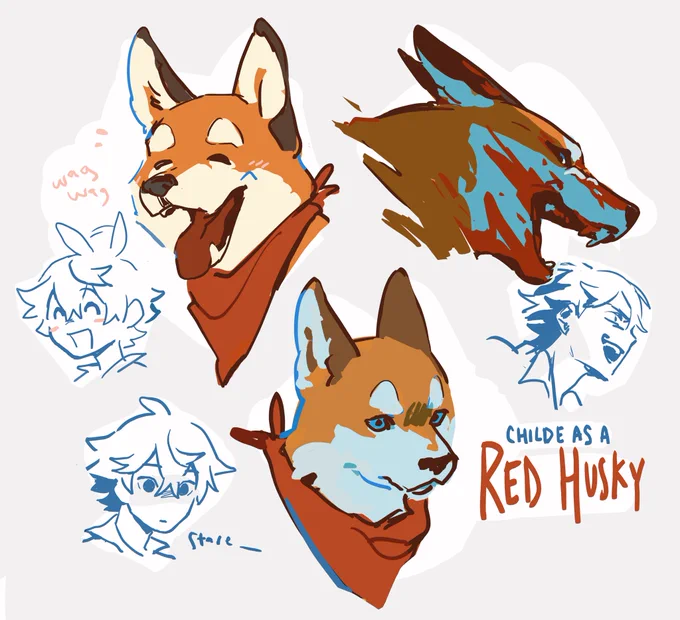 reasons why childe is a husky (ft. scarameow)

- snow dog ☃️
- closest relation to wolves (domesticated but with a wild side ‼️)
- playful and strong-willed
- very destructive if he doesn't get his walks
- looks kinda fox-like 🦊
- that unsettling husky stare.. 