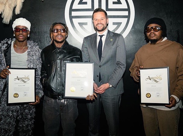 Asake, Fireboy and Olamide were honored with a “CERTIFICATE OF RECOGNITION” from California Legislature Assembly for taking Afrobeats/African music across the globe 🌍🔥✨