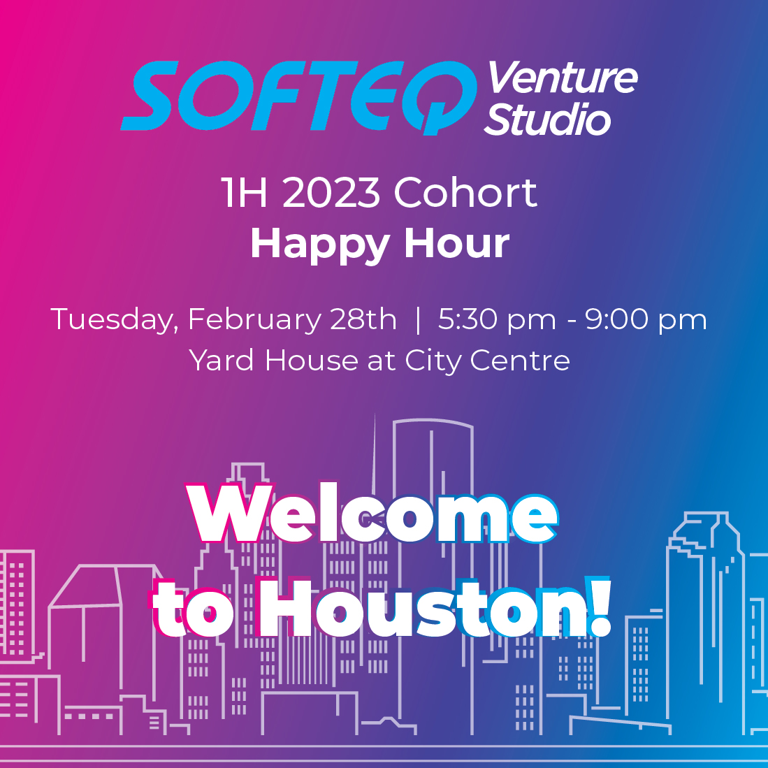 Softeq's tweet photo. It's time to put the 'happy' in happy hour - join us at Yard House starting at 5:30 pm today๐ as we introduce our new cohort of #softeqventurestudio founders and mix up some great conversation! https://t.co/CIL2zXS8y5