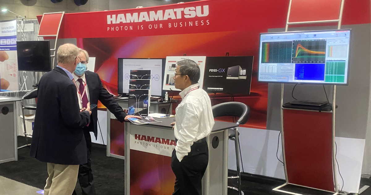 HamamatsuPhoton's tweet photo. It’s a wrap for the exhibition at #SLAS2023 and the debut of our new FDSS-GX kinetic plate imager.

Learn more: https://t.co/svAKpr9uo1

#drugdiscovery #FDSS @SLAS_Org (Society for Laboratory Automation and Screening) https://t.co/NfdfbI1qLV