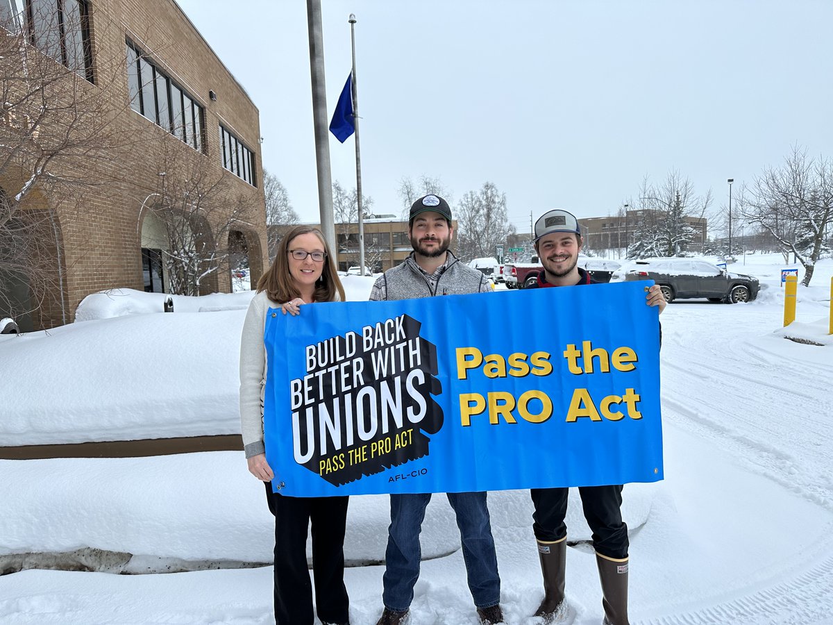 The Alaska AFL-CIO is excited to see the #PROAct re-introduced! 

If given the choice, millions of Americans would join a union. However, the deck is stacked against them.

It's time to empower workers and level the playing field. It's time to #PassThePROAct! #1u #UnionStrong