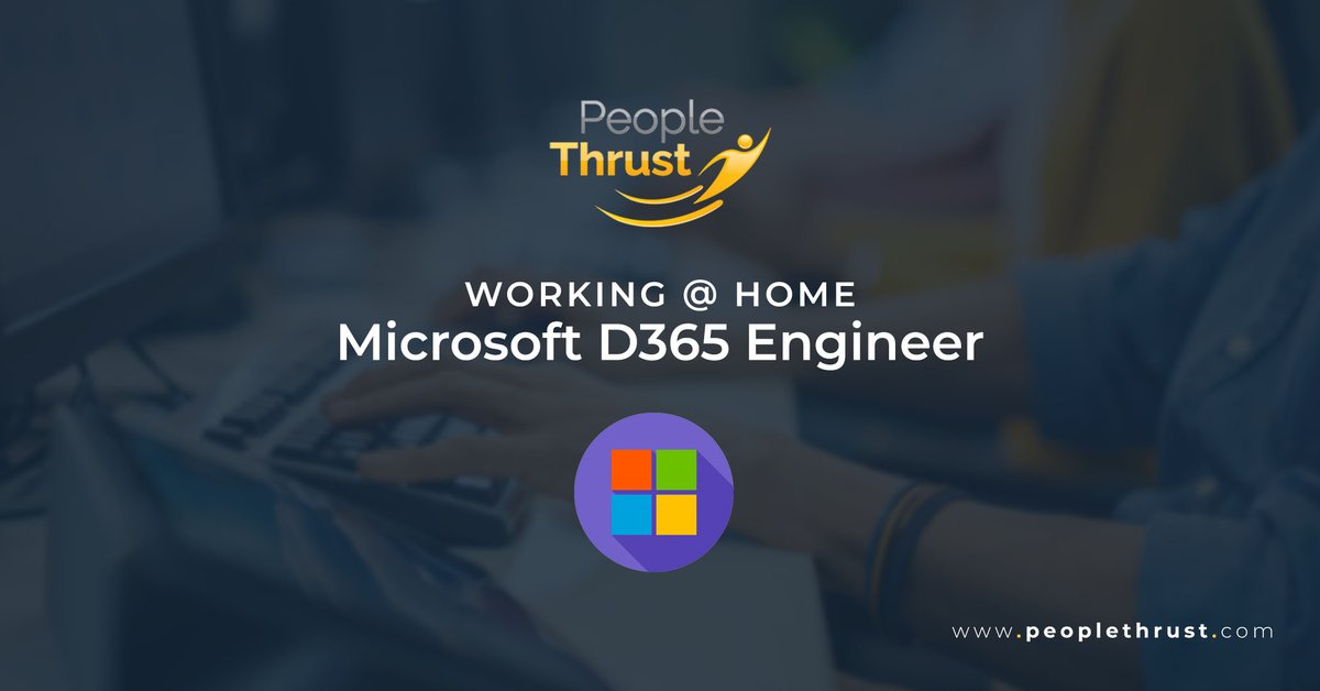 PeopleThrust's tweet photo. #JobInfo https://t.co/Z1TWvrvqNw - #Mexico Working @ Home Opportunity as a Microsoft Dynamics 365 Engineer with a global leader providing online education, assessment, remediation, certification and e-learning solutions client in the US.
#Tech #Jobs #Dynamics365 https://t.co/SgpQMpUuub