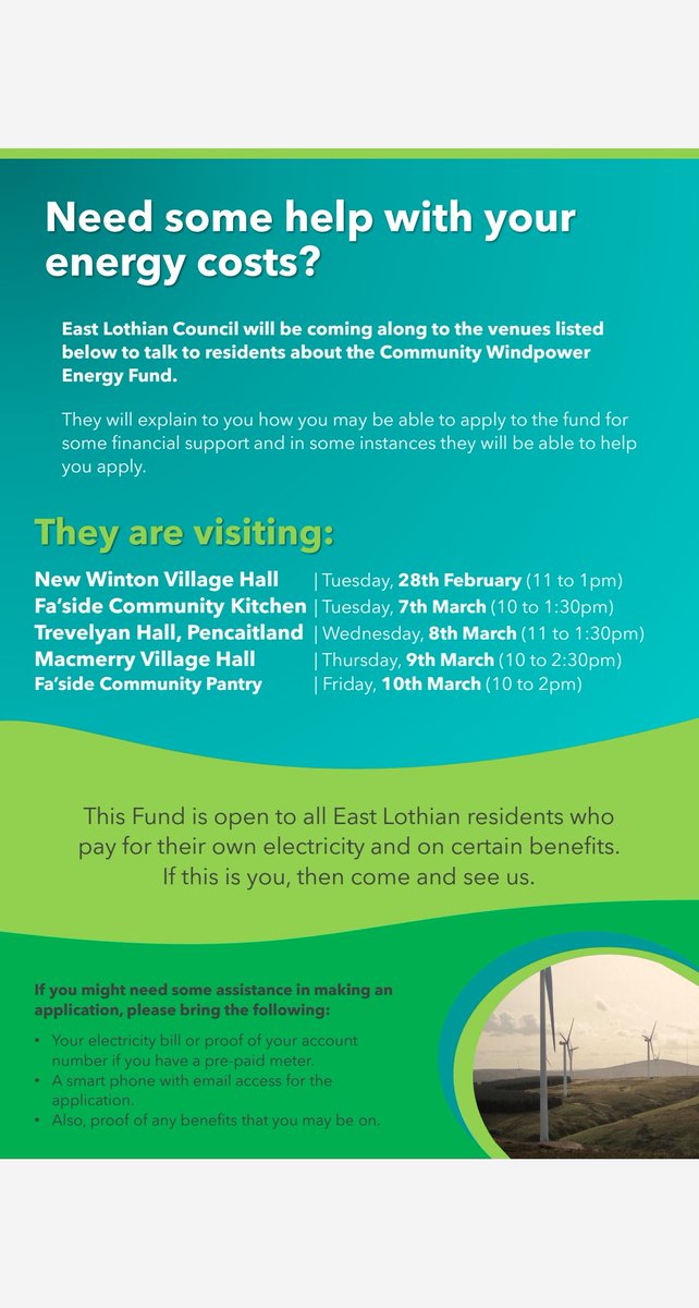 Fa'side Area Partnership are proud to be supporting Warm Spaces in the Tranent area. Also with the cost of living crisis delighted to bring ELC staff to these spaces to help local residents. ALL WELCOME. Please RT ⬇️ <a href="/ELCouncil/">East Lothian Council - news and information</a> <a href="/elcourier/">East Lothian Courier</a> <a href="/ConnectedComEL/">East Lothian Council’s Connected Communities</a> <a href="/VolunteerEL/">Volunteer Centre East Lothian</a> <a href="/colinmcginn/">Cllr Colin McGinn</a>