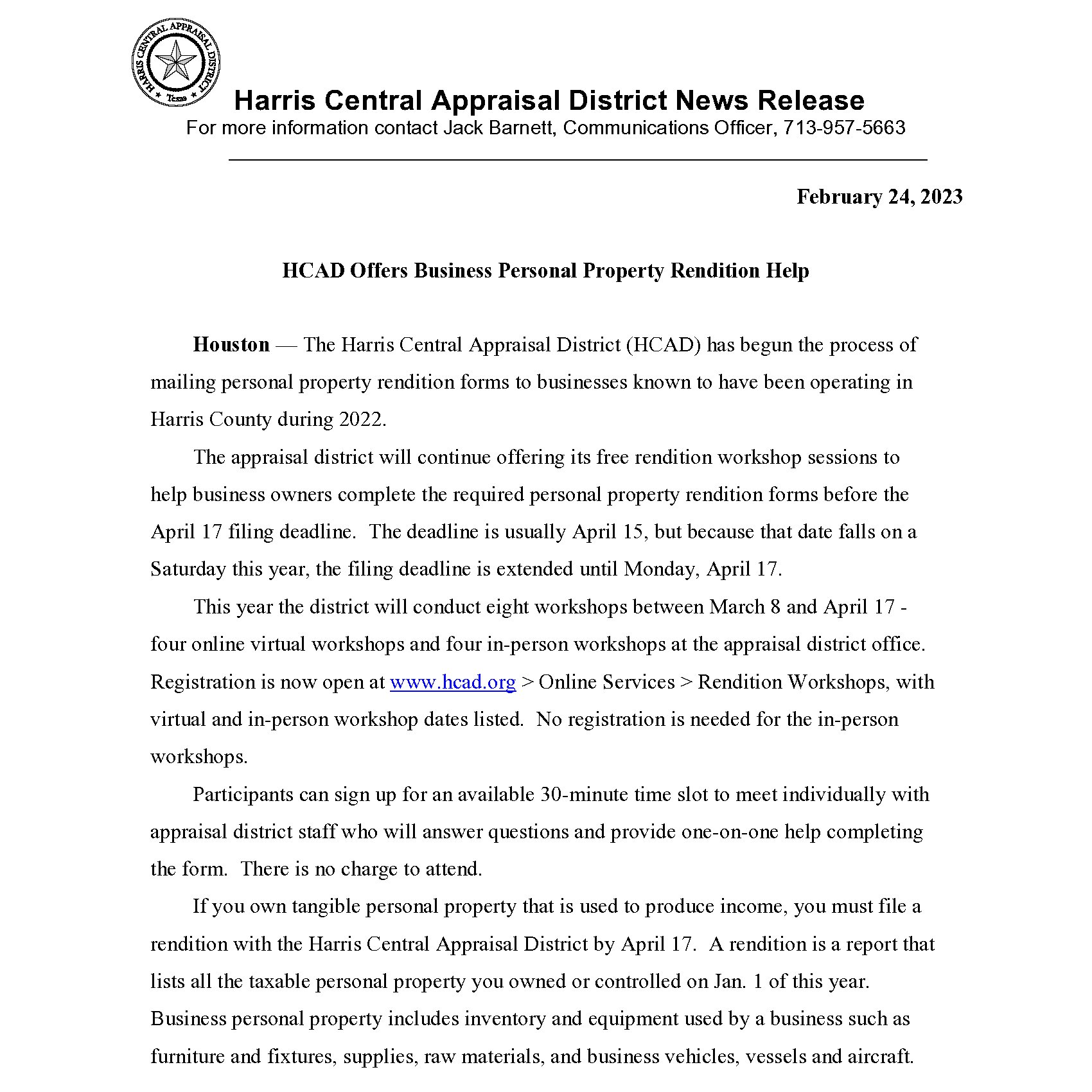 Harris Central Appraisal District on Twitter "Free virtual and in