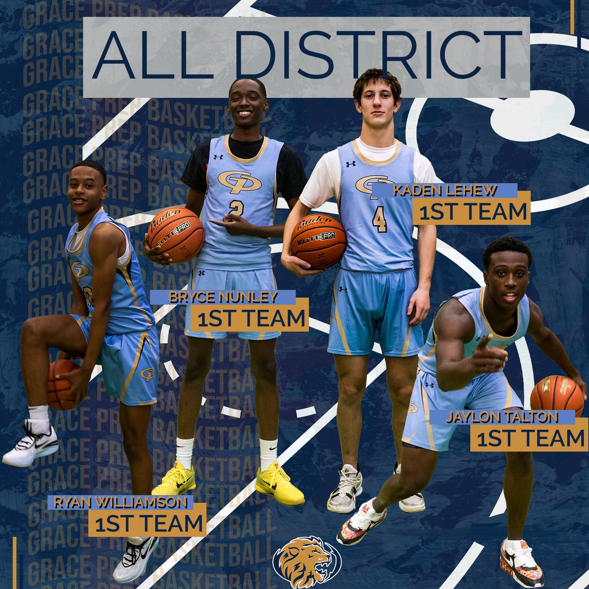Grace Prep Basketball (@graceprep_hoops) on Twitter photo TAPPS 4A District 1
1st team all district
2023 G Jaylon Talton <a href="/jaylontalton7/">Jaylon Talton</a>
2024 G Ryan Williamson <a href="/ry_will4/">Ryan Williamson</a>
2024 G Kaden Lehew <a href="/KadenLehew/">Kaden Lehew</a>
2025 G Bryce Nunley <a href="/281Juice/">Bryce Nunley</a> TAPPS 4A District 1
1st team all district
2023 G Jaylon Talton <a href="/jaylontalton7/">Jaylon Talton</a>
2024 G Ryan Williamson <a href="/ry_will4/">Ryan Williamson</a>
2024 G Kaden Lehew <a href="/KadenLehew/">Kaden Lehew</a>
2025 G Bryce Nunley <a href="/281Juice/">Bryce Nunley</a>