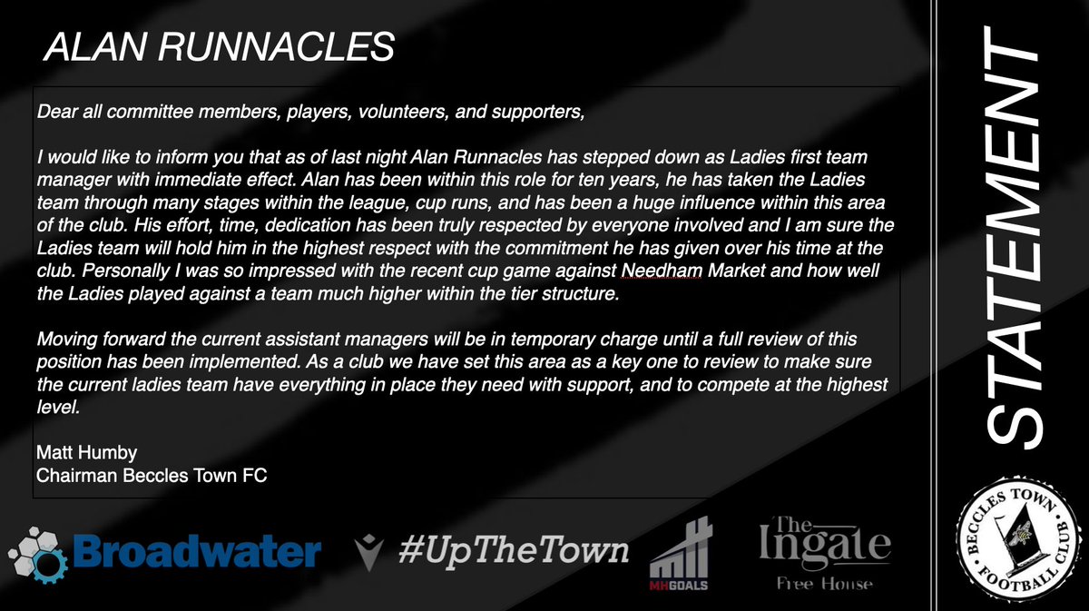 CLUB STATEMENT || ALAN RUNNACLES

⚪️⛵️⚫️