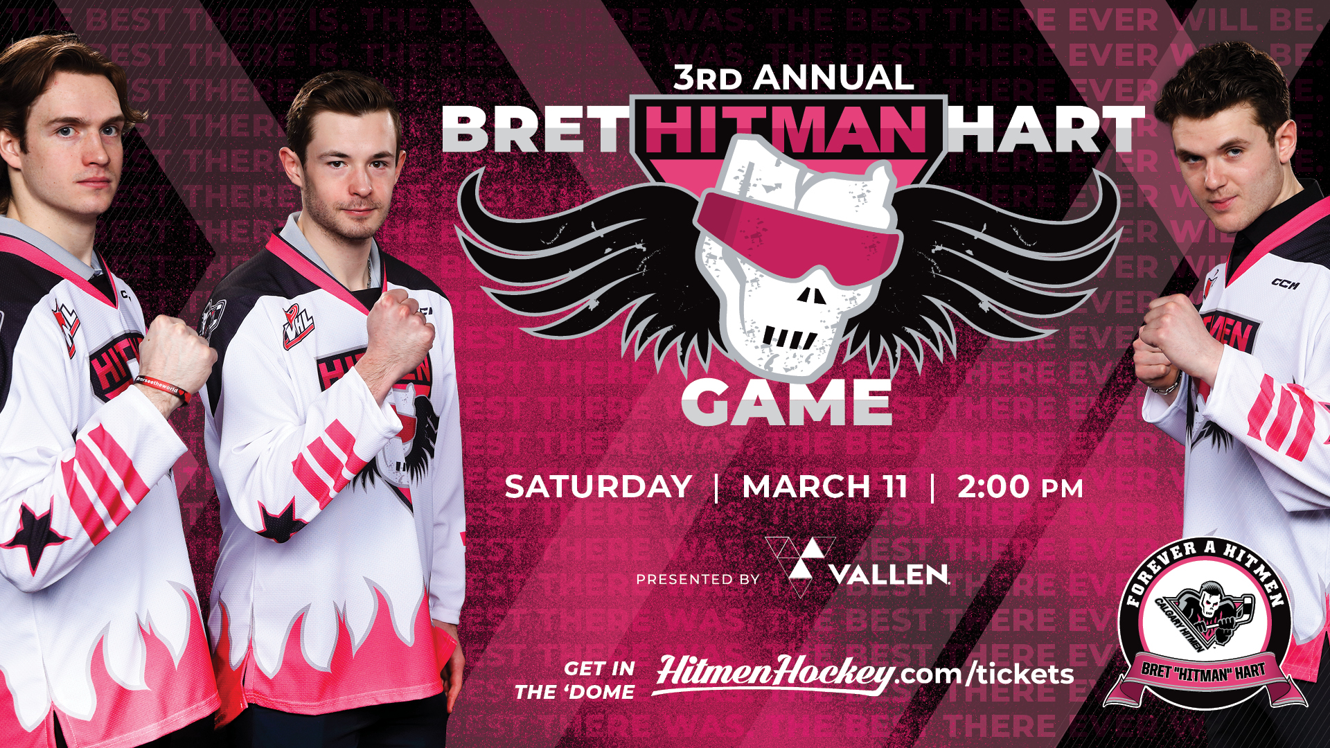 Official Calgary Hitmen Hockey Club - Mark your calendars! The 2nd Annual  Bret Hitman Hart game is set for Saturday, March 5th, 2022. The game will  be followed up with #BattleintheDome II