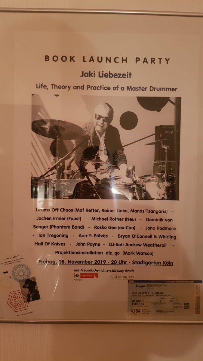 Never saw this before - a fairly typical book launch party poster...for an extremely atypical book launch party! 

#jakiliebezeit #drumsoffchaos #weatherall @JonoPodmore @_MichaelRother_ @klangbad #annyieotvos #dominikvonsenger #roskogee #iantregoning #johnpayne @DIZ_QO @_whok_