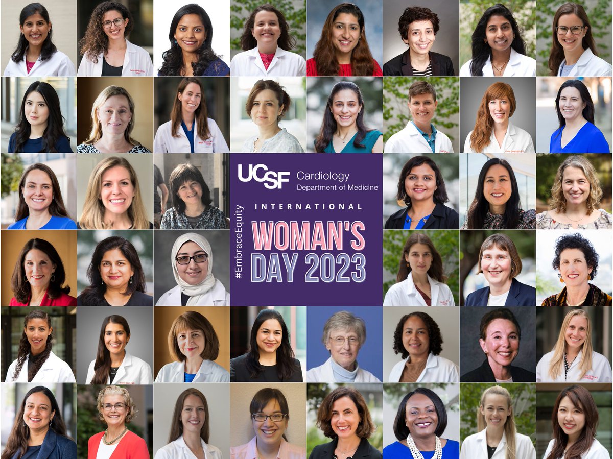 Today is #InternationalWomensDay! We are celebrating #UCSFCardiology's outstanding female faculty & fellows from @UCSF, @DeptVetAffairs, & @ZSFGCare (pictured) and amazing staff! Let’s step up for future generations because through #equity we can achieve #equality. #EmbraceEquity