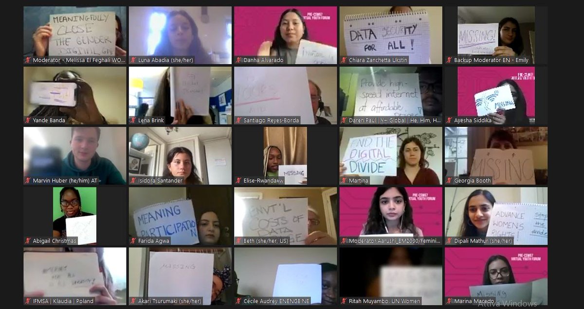 Last week at the #PreCSW67 #YouthForum, guided by #AyshkaN from @FFFMAPA we joined the #digitalstrike on #Missing voices due to the #digitaldivide 

@UN @UN_Women @UN_CSW @UNYouthEnvoy #GenerationEquality #Youth4CSW #CSW67Youth #DecolonizeInternet #MakeTechFeminist #CSW67