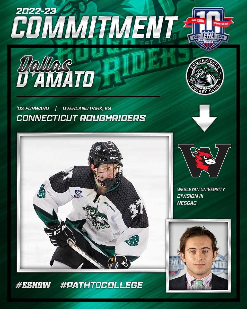 EHL_Hockey's tweet photo. D'Amato Commits to Wesleyan University

RoughRiders All-Star Forward Set to Join Cardinals this Fall

🔗- https://t.co/56rgau6Zpn

#EShow | #PathToCollege https://t.co/6pb94ziJ2T