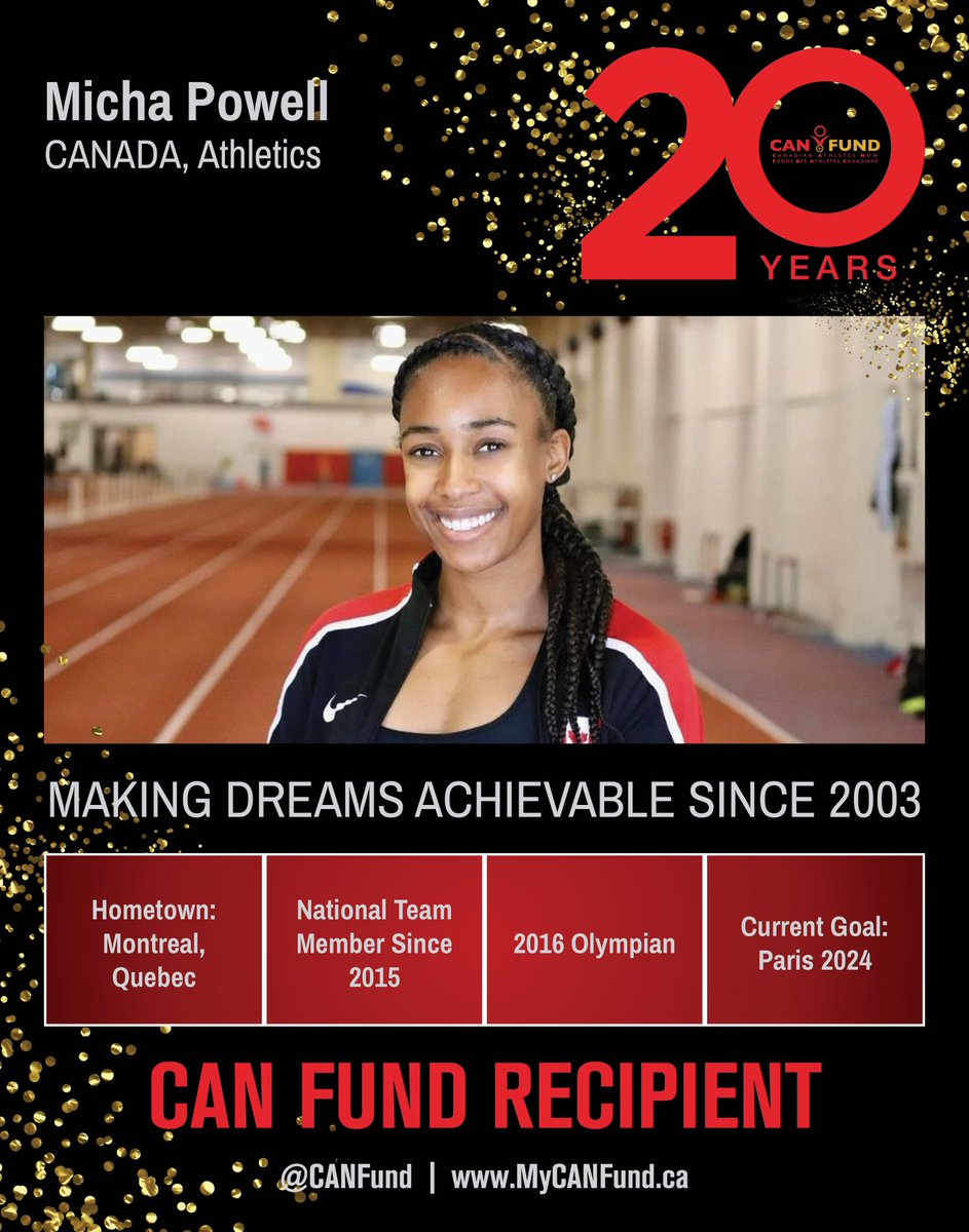 So excited to announce that I’m a @canfund recipient 🙌🏾 I am one of the first 2023 CAN Fund recipients that will be receiving $8000 instead of $6000 to kick off celebrating 20 years of funding Canadian athlete’s dreams #canfund20 MyCANFund.ca bit.ly/1B8YQEV